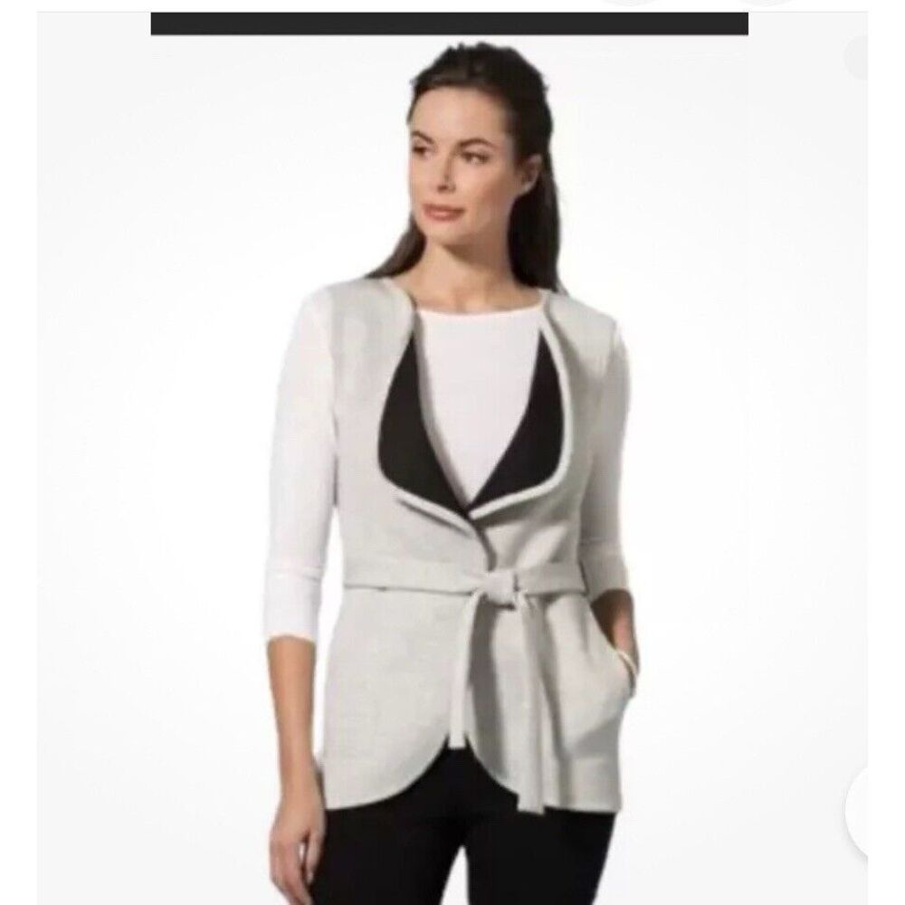 Peach Clothing Medium Scuba Vest Gray Womens Gray With Tie Belt Summer